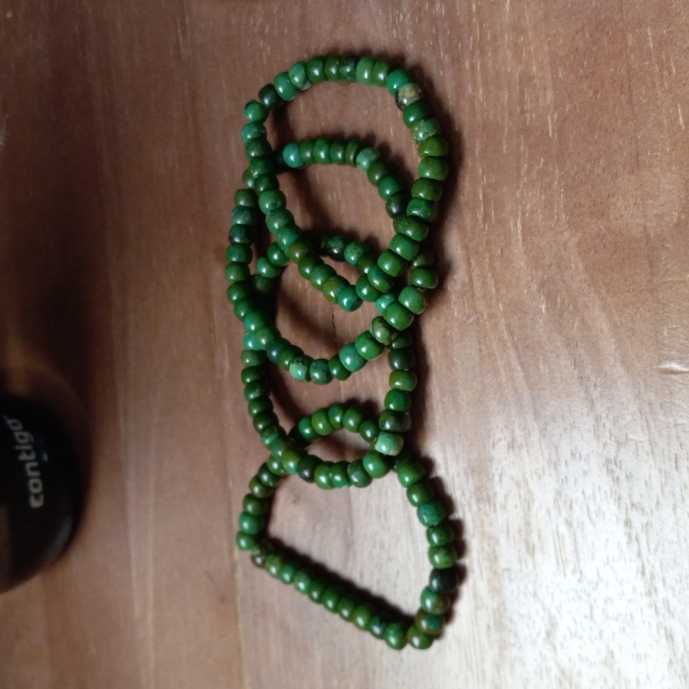 Turquoise Small Bead Stretchy Bracelet - Picture 4 of 4